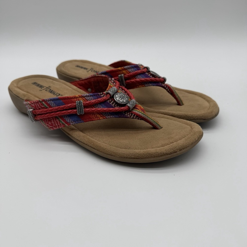 Minnetonka Women's Silverthorne 360 Sandals Colorful Frisco Stripe Cushioned 7